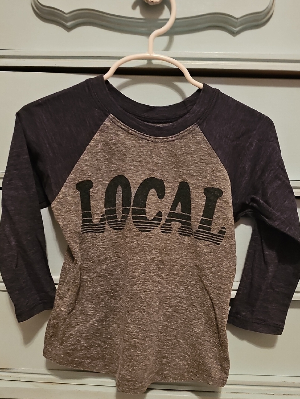 Kids Gray & Navy "LOCAL" Raglan Tee